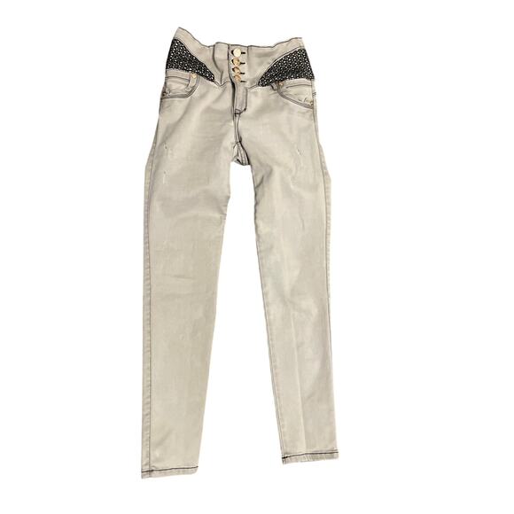 Kabuky Jeans Gray Embellished Streetwear Skinny Jeans Size 10